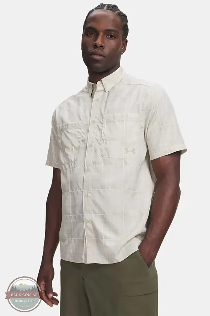 Under Armour 6009203-110 Men's UA Outdoor Essential Woven Short Sleeve Shirt front view
