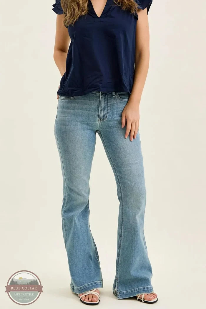 Judy Blue 82718REG Mid Rise Flare Jeans front view