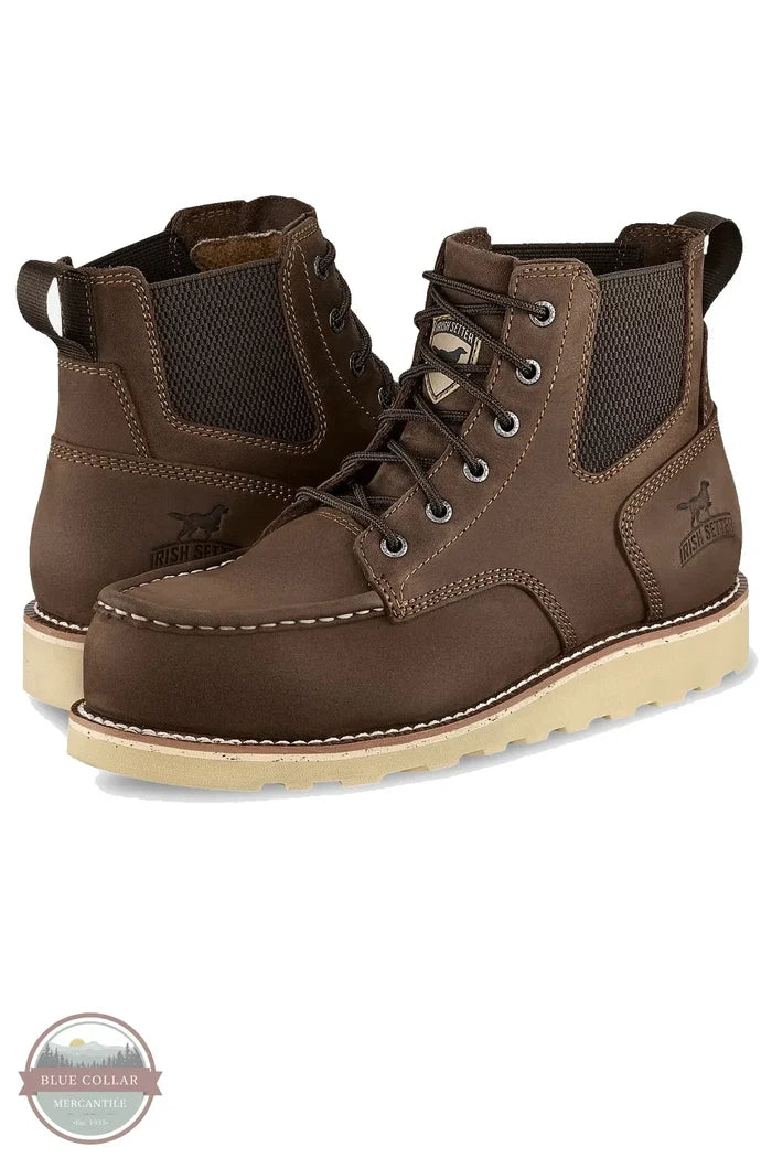 Irish Setter 84632 Pipestone 6" Pull-On Safety Toe Work Boot pair shown together