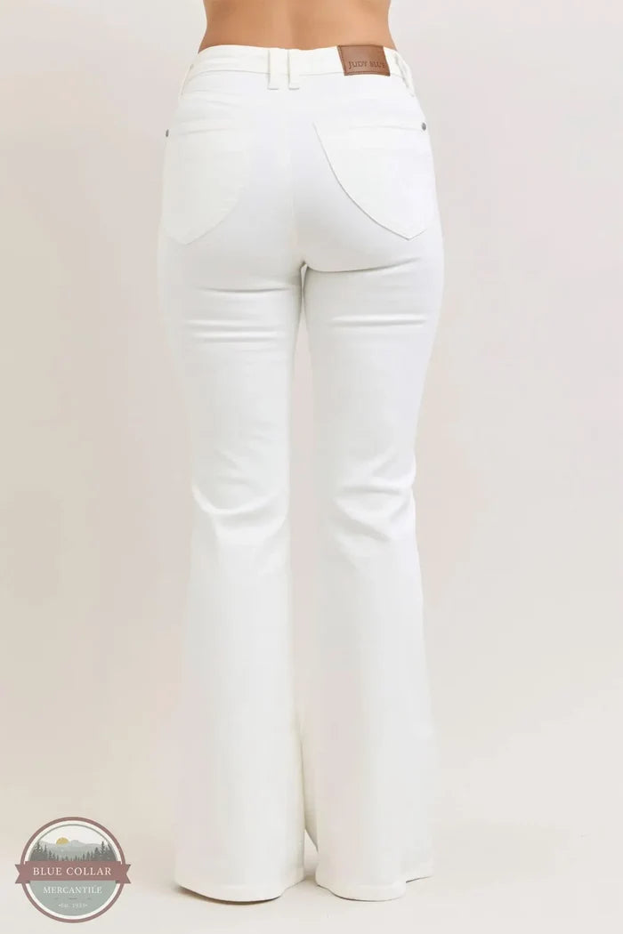 Judy Blue 881081REG High Waisted Tummy Control Flare Jean in White rear view