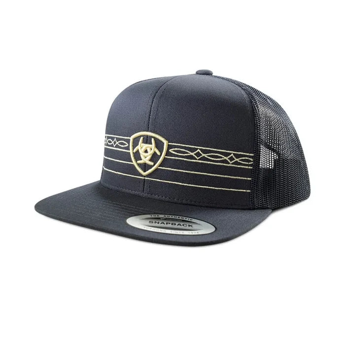 Ariat A300092103 Men's Shield &amp; Boot Stitch Ribbon Snapback Cap front view