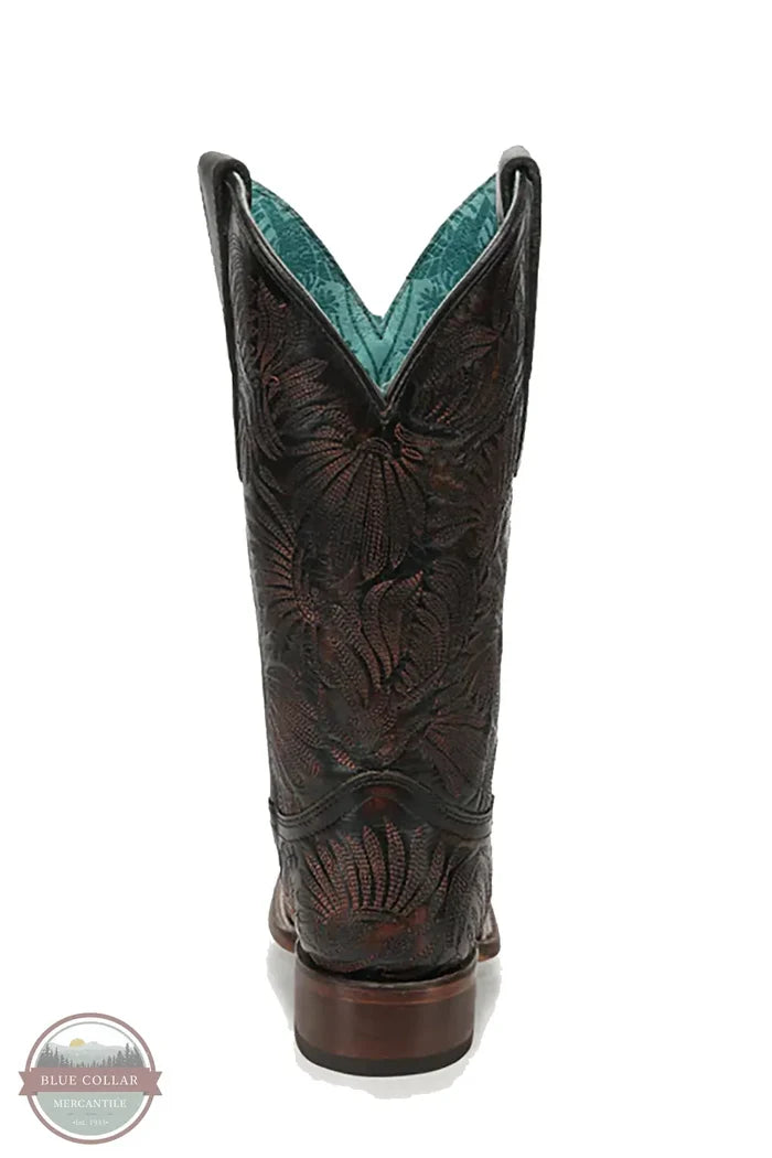 Corral A4848 - Women's Black Honey Floral Petal Embroidery Square Toe Cowboy Boots heel view