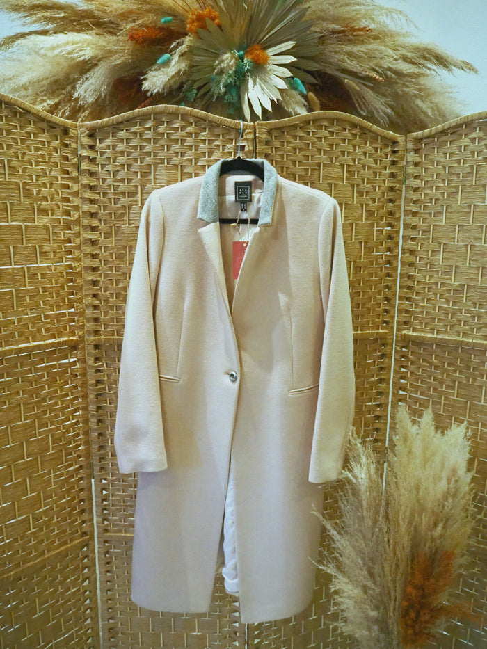Access Pink Grey Collar Coat L