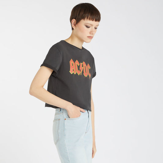 AC/DC Crop Top T Shirt - Logo Amplified