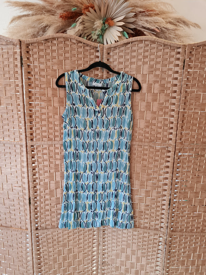 Adini Blue Print Sleeveless Tunic Size Small
