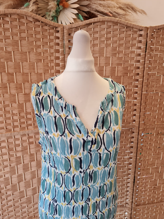 Adini Blue Print Sleeveless Tunic Size Small