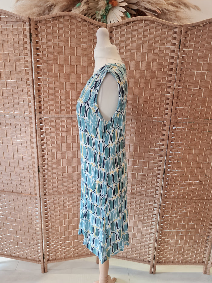 Adini Blue Print Sleeveless Tunic Size Small