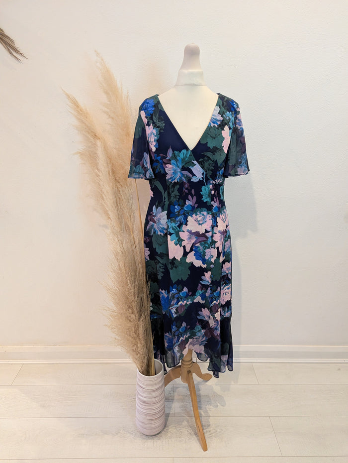 Adrianna Papell blue floral dress 10