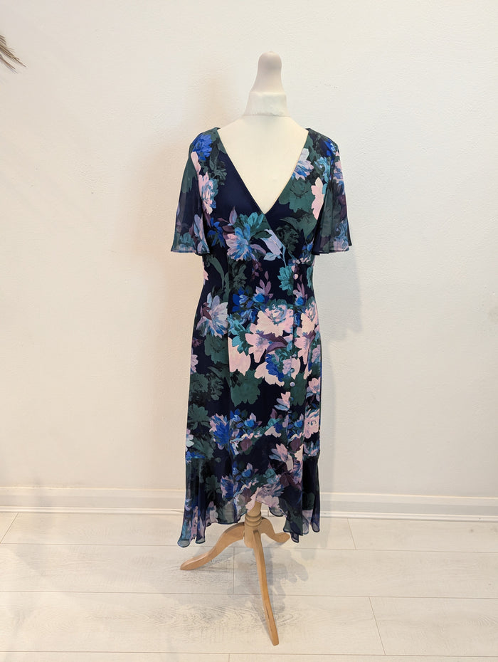 Adrianna Papell blue floral dress 10