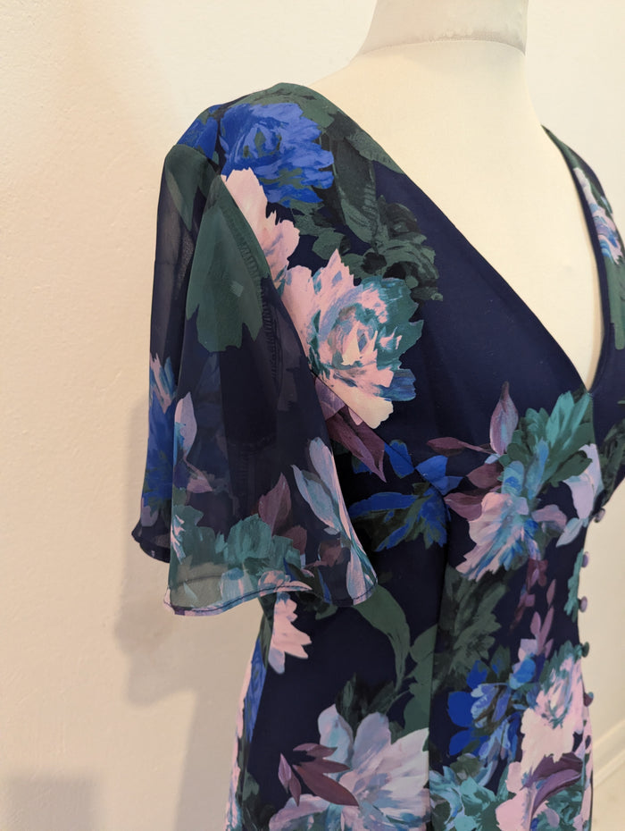 Adrianna Papell blue floral dress 10