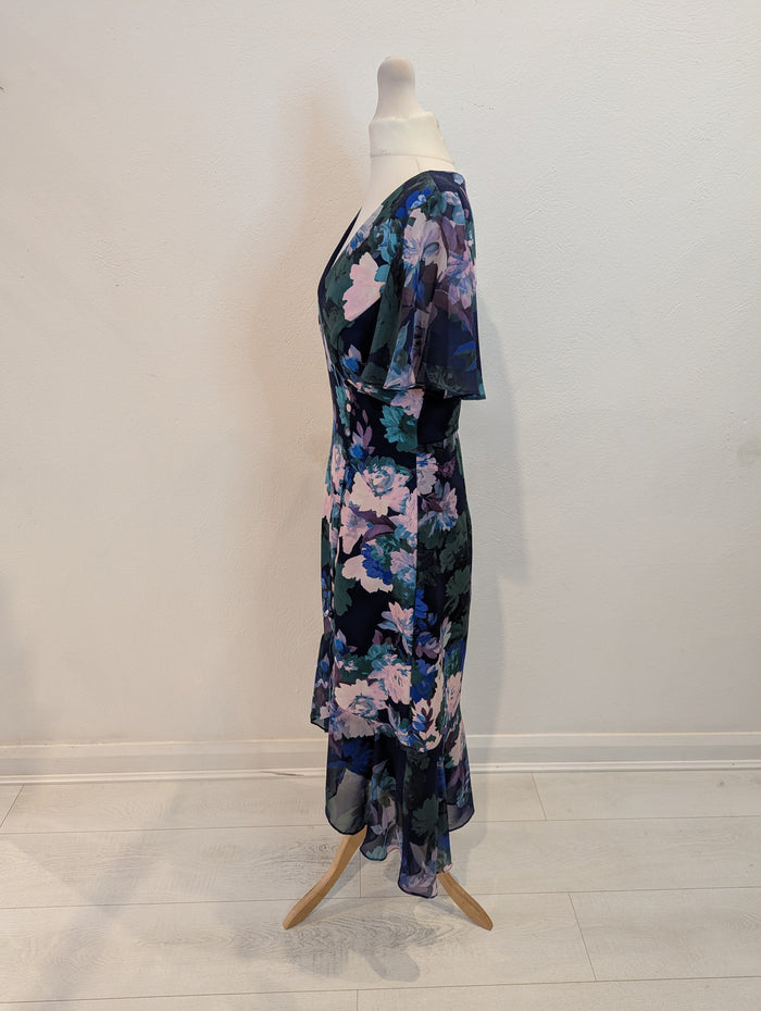 Adrianna Papell blue floral dress 10