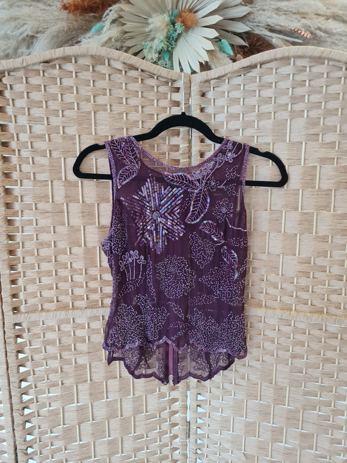 Aftershock Wine Beaded top S