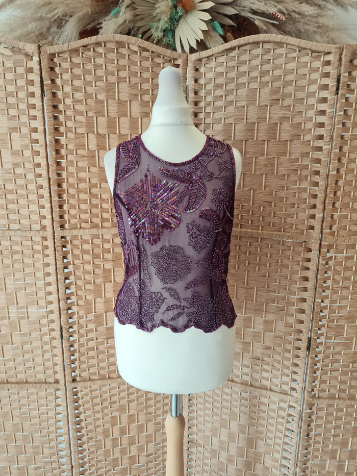 Aftershock Wine Beaded top S