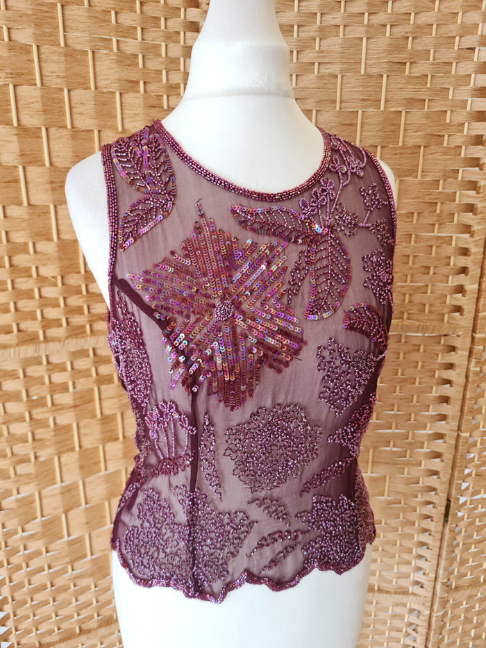 Aftershock Wine Beaded top S