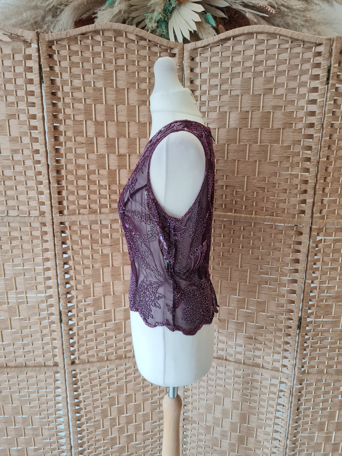 Aftershock Wine Beaded top S