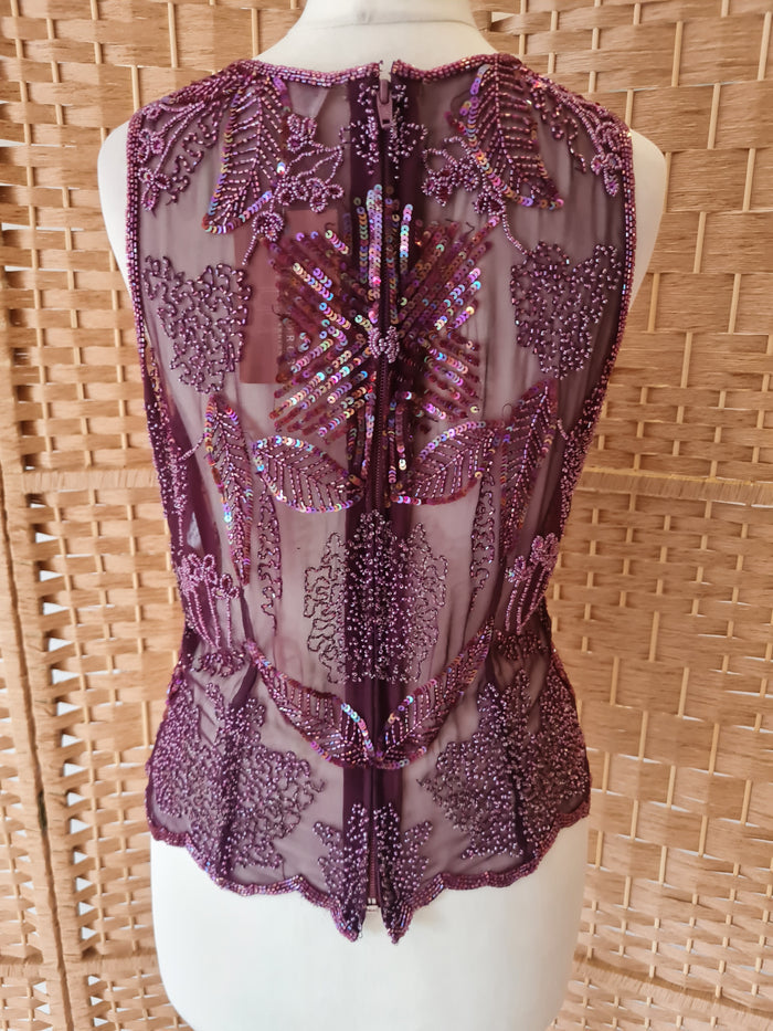 Aftershock Wine Beaded top S