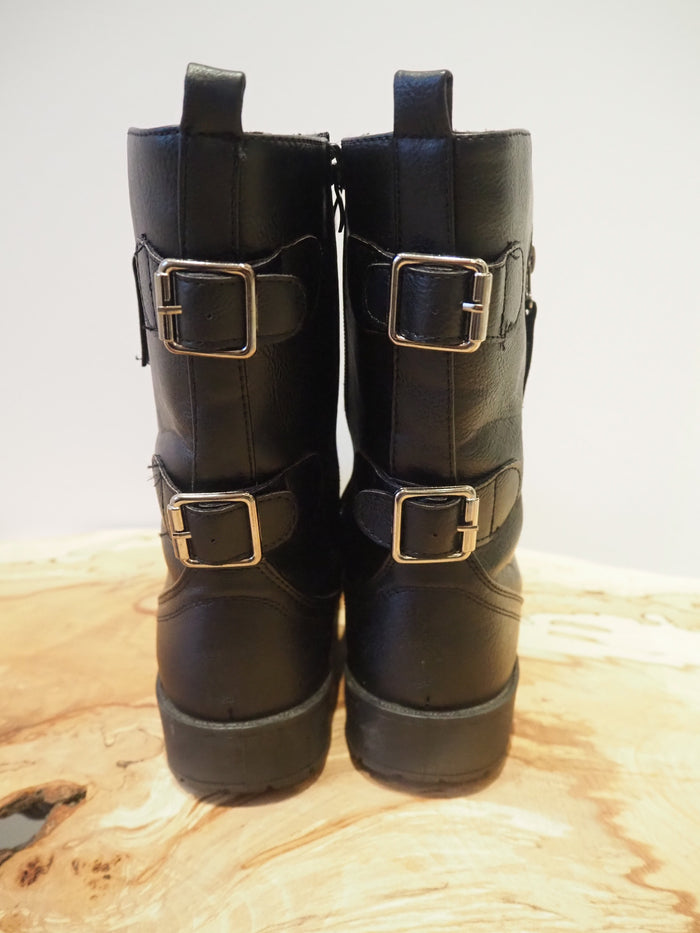 AJVqani Black Biker Boot Size 6