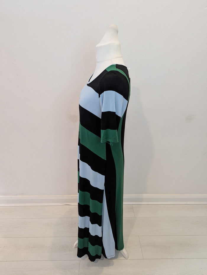 Alembika Green/Black Striped Maxi Dress Size 12