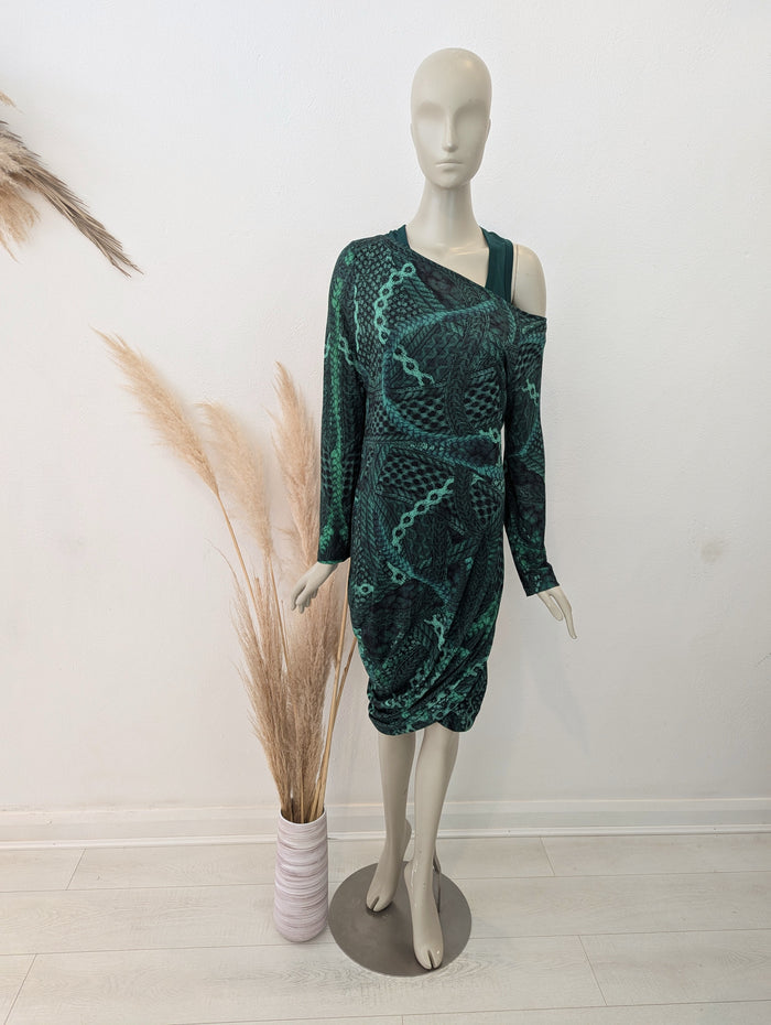 Alexander McQueen green chain print dress M