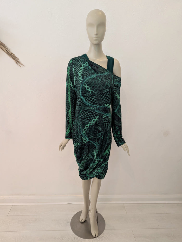 Alexander McQueen green chain print dress M