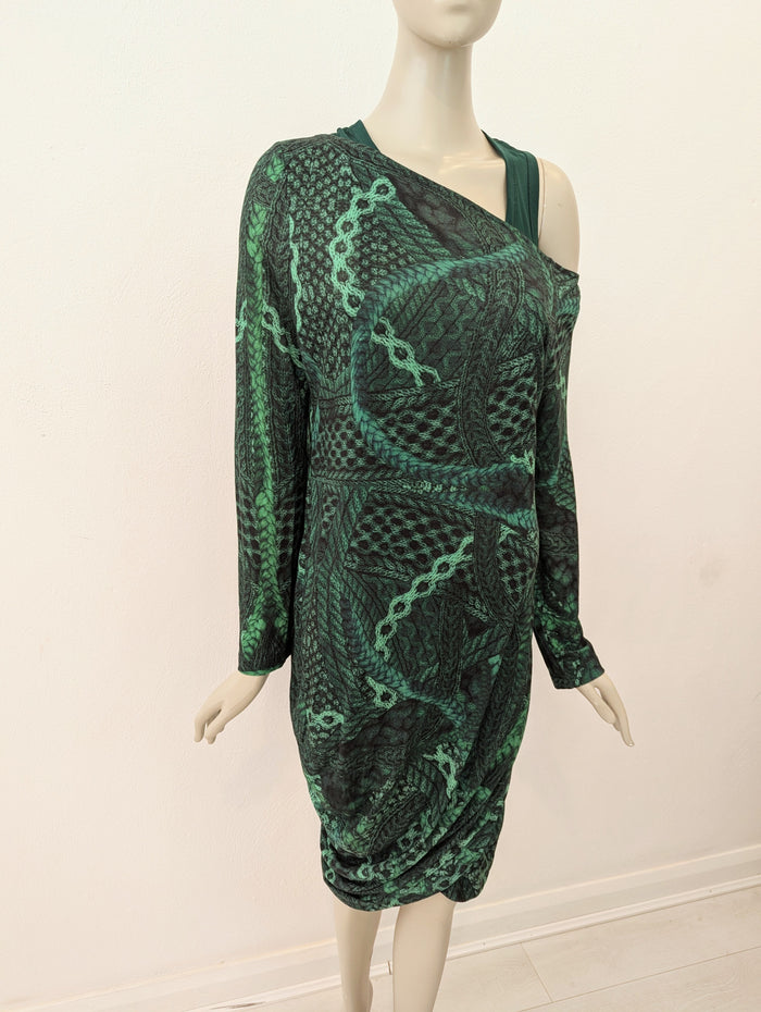 Alexander McQueen green chain print dress M