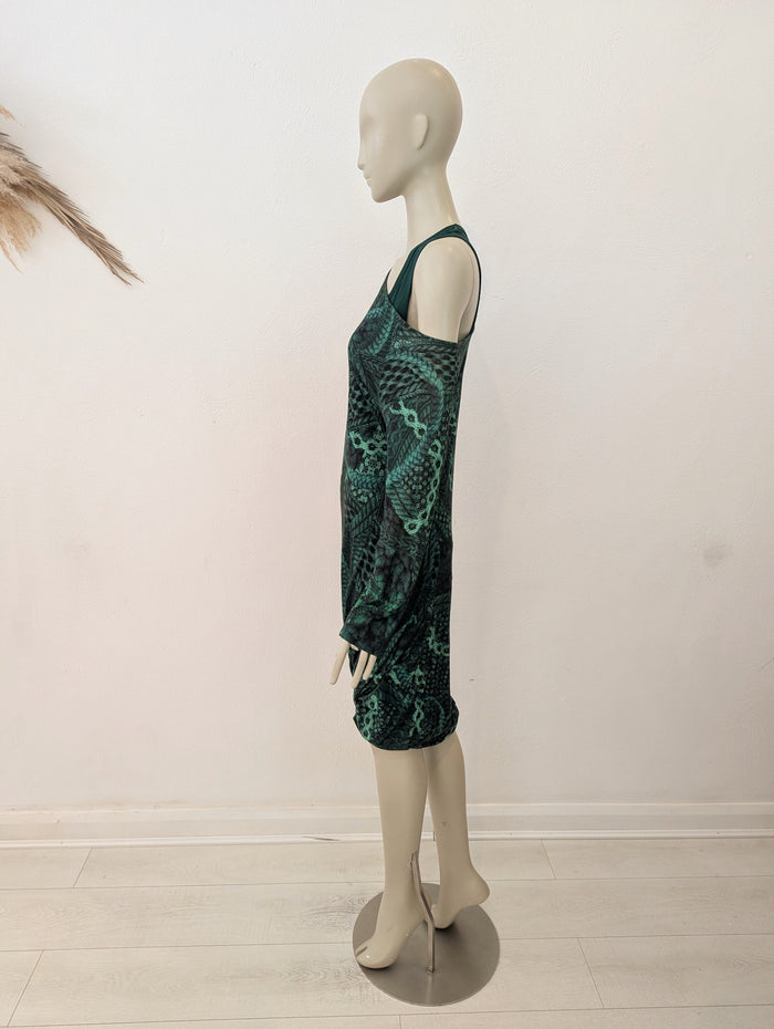 Alexander McQueen green chain print dress M