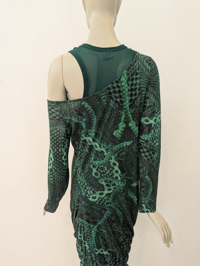Alexander McQueen green chain print dress M