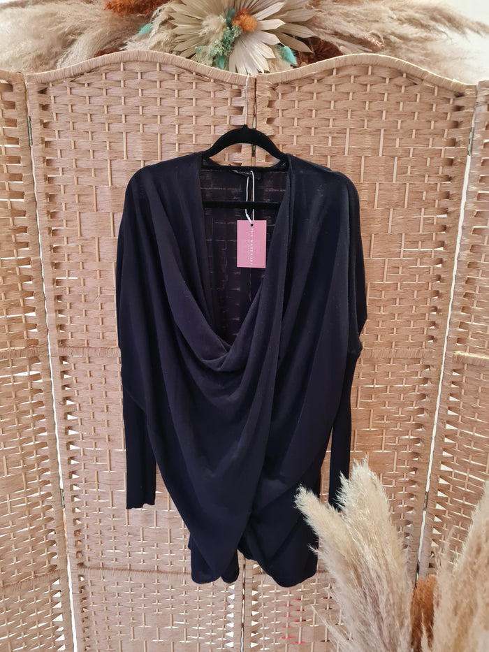All Saints black cowl neck jumper M