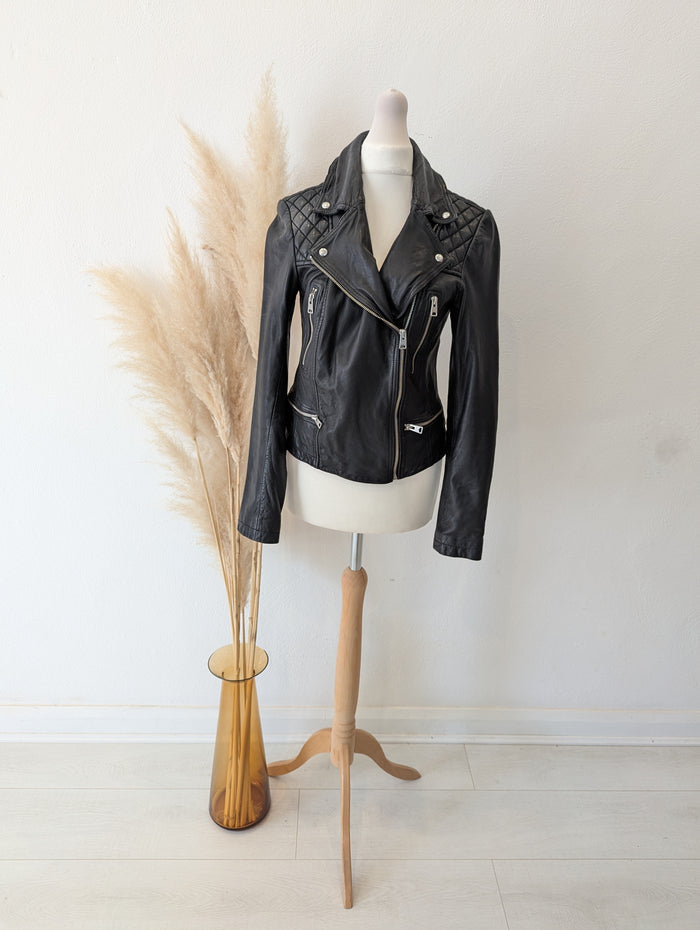 All Saints Black leather jacket 8