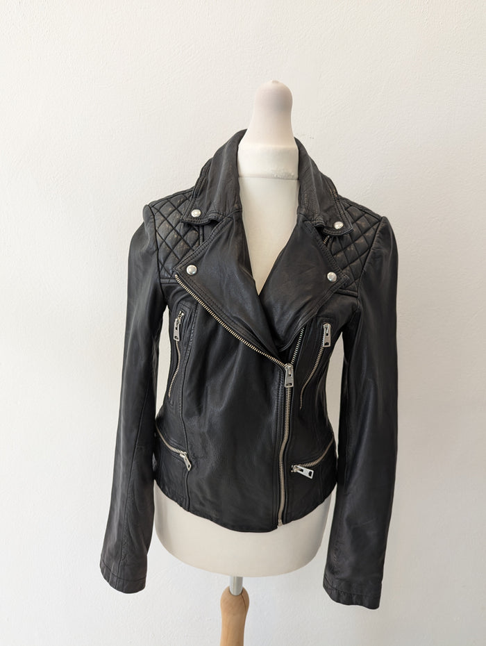 All Saints Black leather jacket 8