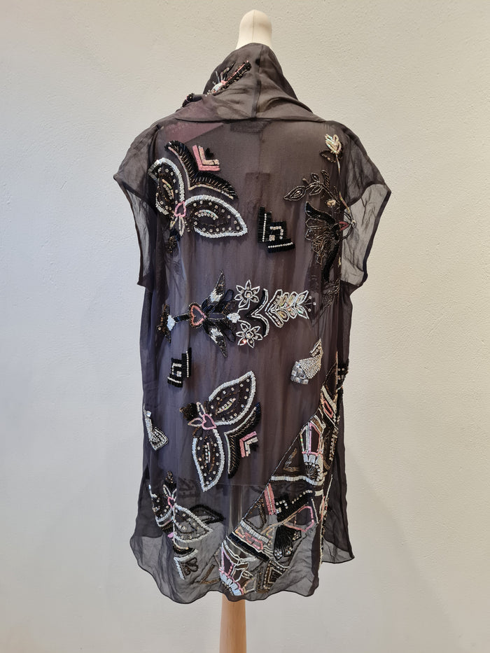 All Saints Grey Beaded tunic Dress Medium