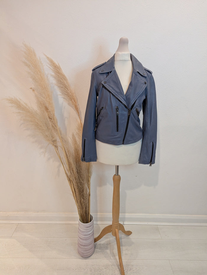 Allsaints Blue Leather Jacket 8