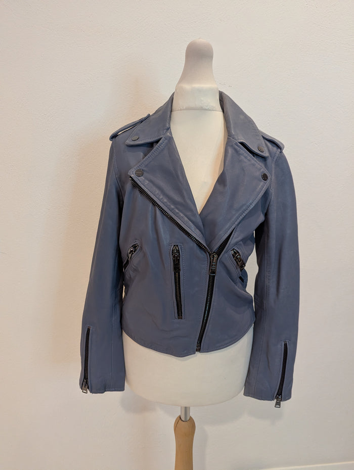 Allsaints Blue Leather Jacket 8