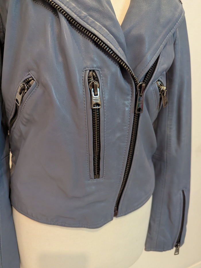Allsaints Blue Leather Jacket 8