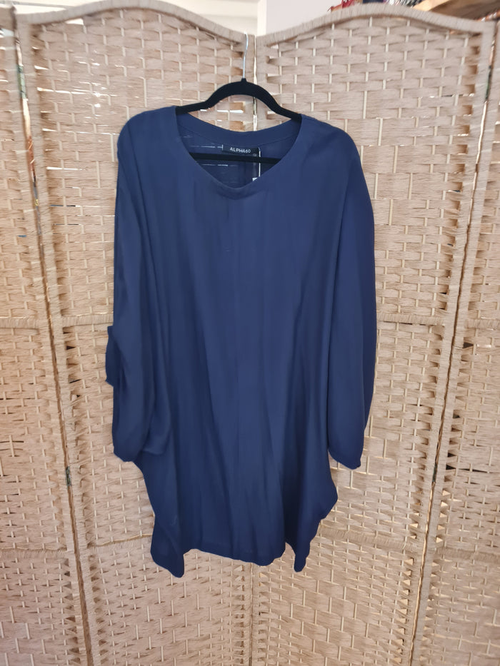 Alpha 60 Navy Oversized Batwing Tunic Size XS