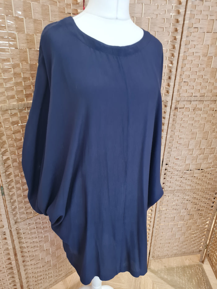 Alpha 60 Navy Oversized Batwing Tunic Size XS