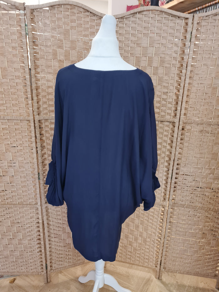 Alpha 60 Navy Oversized Batwing Tunic Size XS