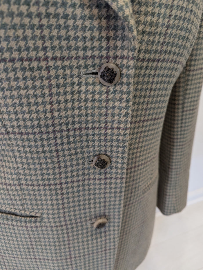 Aquascutum Green Dogtooth Wool Blazer 10/12