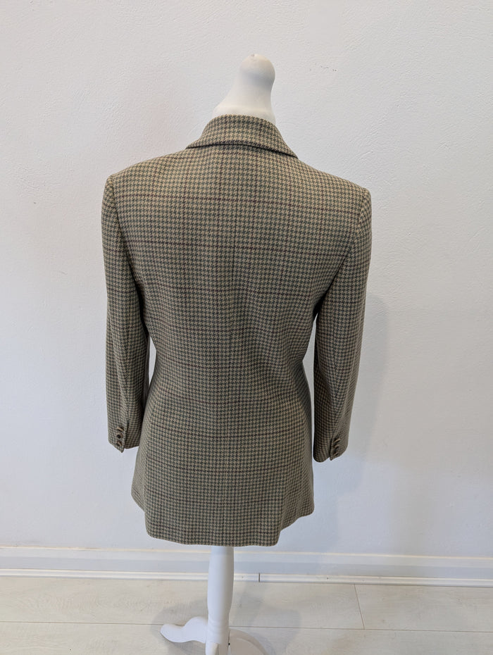 Aquascutum Green Dogtooth Wool Blazer 10/12
