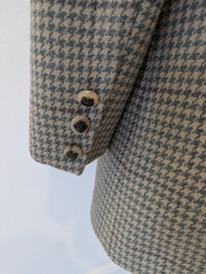 Aquascutum Green Dogtooth Wool Blazer 10/12