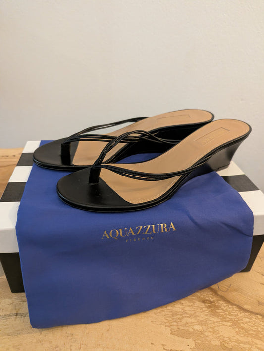 Aquazzura Black Pedi Wedges 6 New