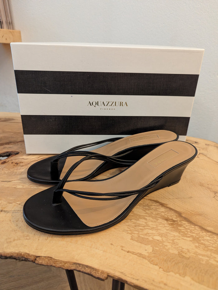 Aquazzura Black Pedi Wedges 6 New