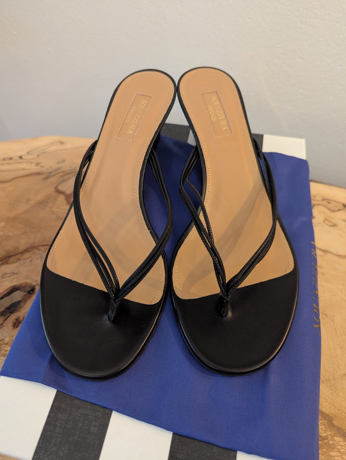 Aquazzura Black Pedi Wedges 6 New
