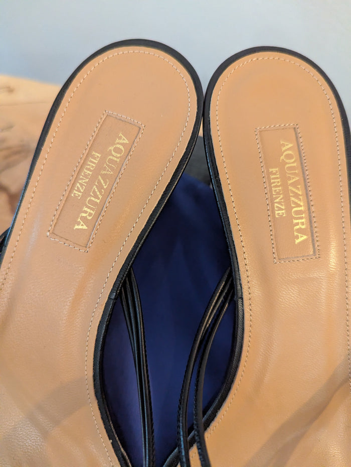 Aquazzura Black Pedi Wedges 6 New