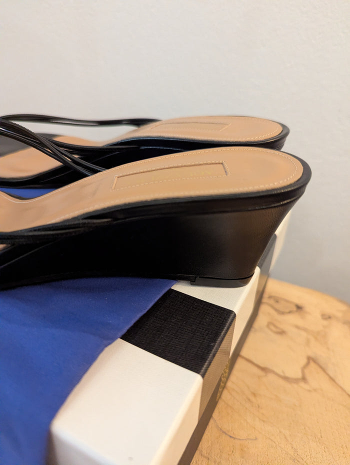 Aquazzura Black Pedi Wedges 6 New