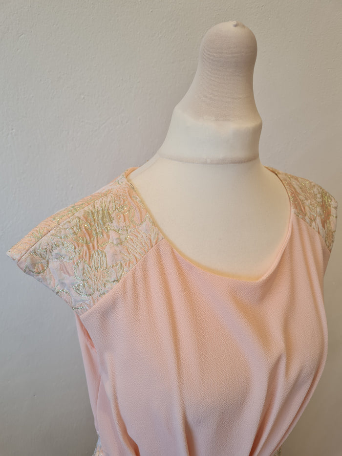 Arggido Arggido Pink/gold tie waist dress S/M