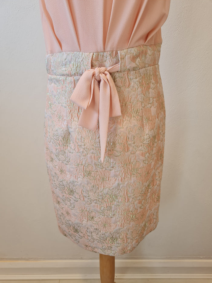 Arggido Arggido Pink/gold tie waist dress S/M