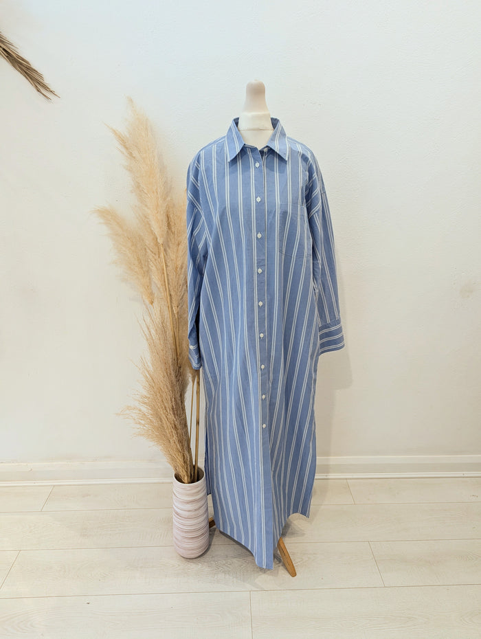 Arket blue/white striped maxi dress 10