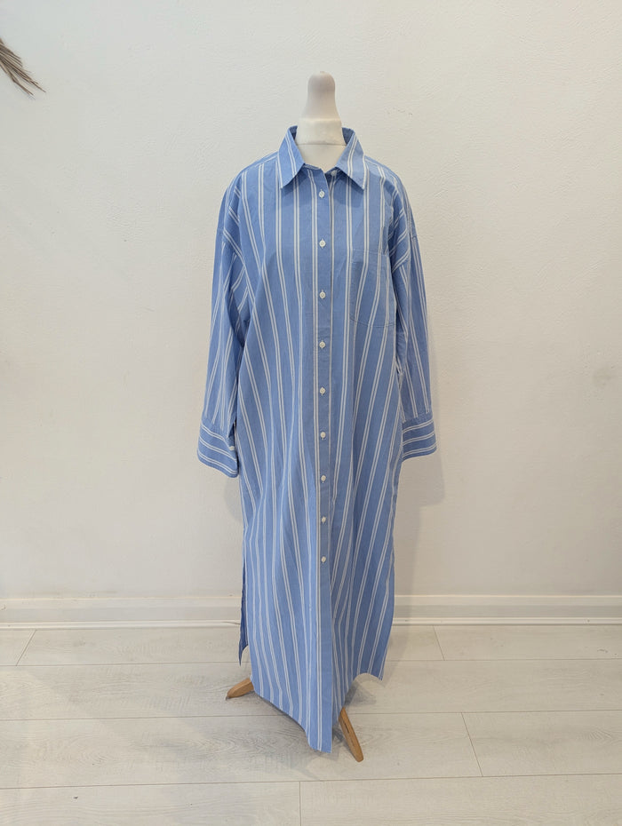 Arket blue/white striped maxi dress 10