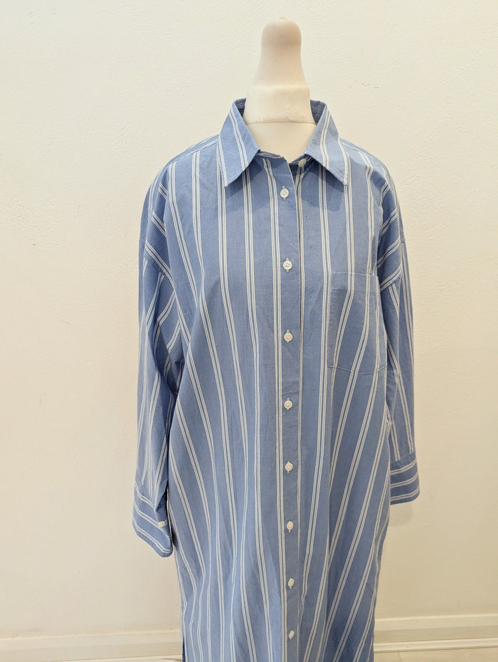 Arket blue/white striped maxi dress 10